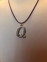 Q Charm Necklace Purple Cord