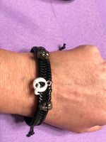 Black Leather Bracelet with charms