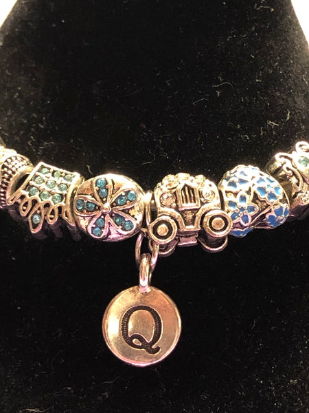 Crystal Beaded Q Bangle Bracelet