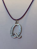 Q Charm Necklace Purple Cord